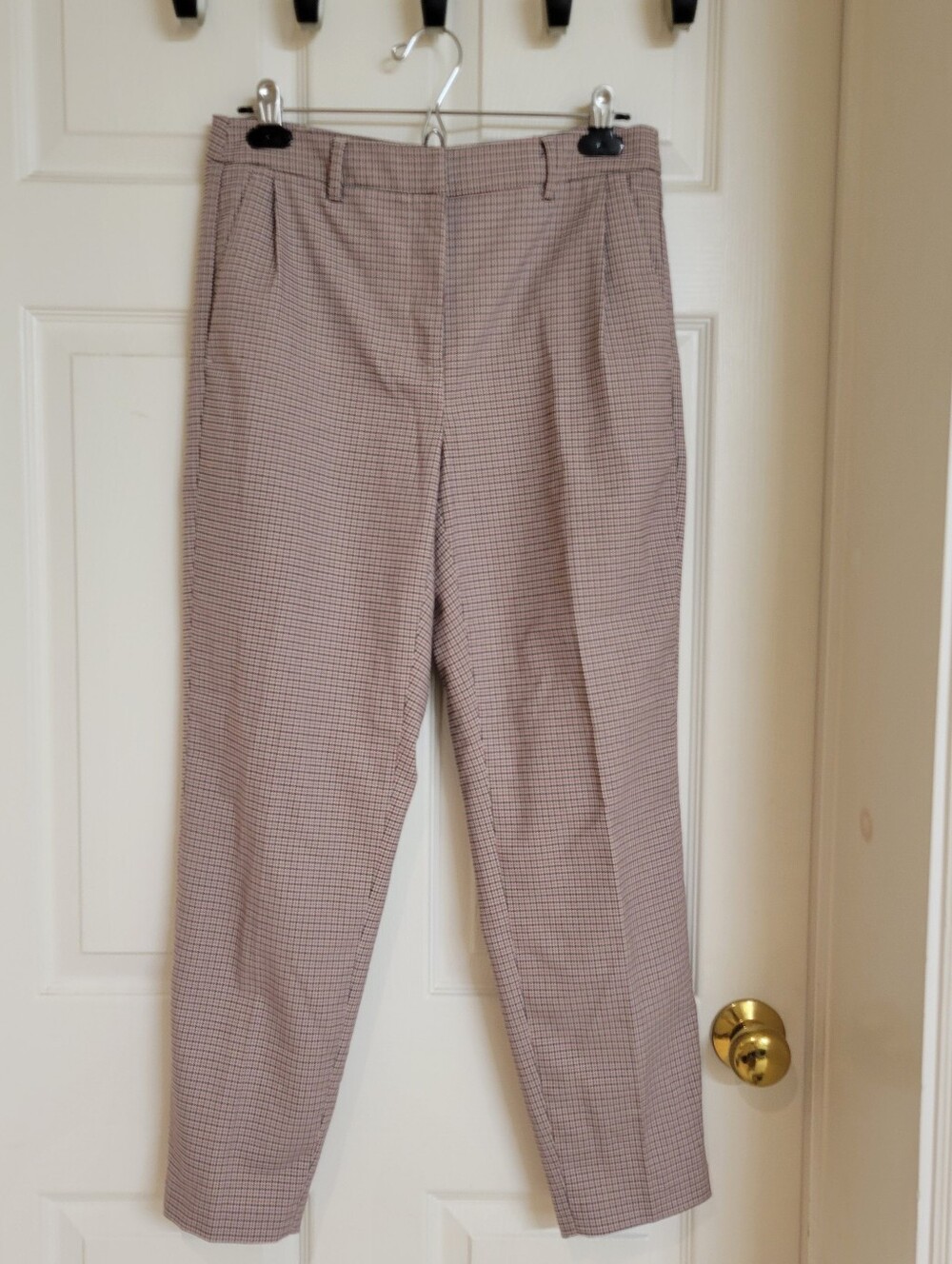 RW & Co. Houndstooth Pink And Blue Pleated Straight Leg Pant